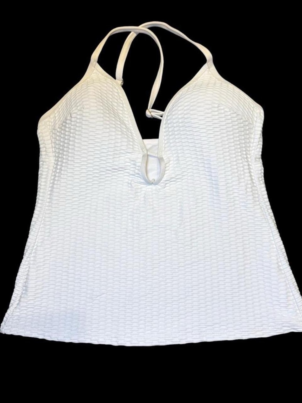 Kenneth Cole White Textured Halter Swim Top